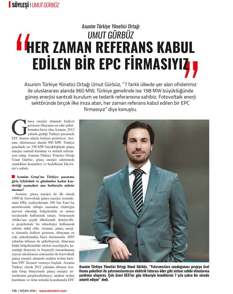 "HER ZAMAN REFERANS KABUL EDİLEN BİR EPC FİRMASIYIZ"