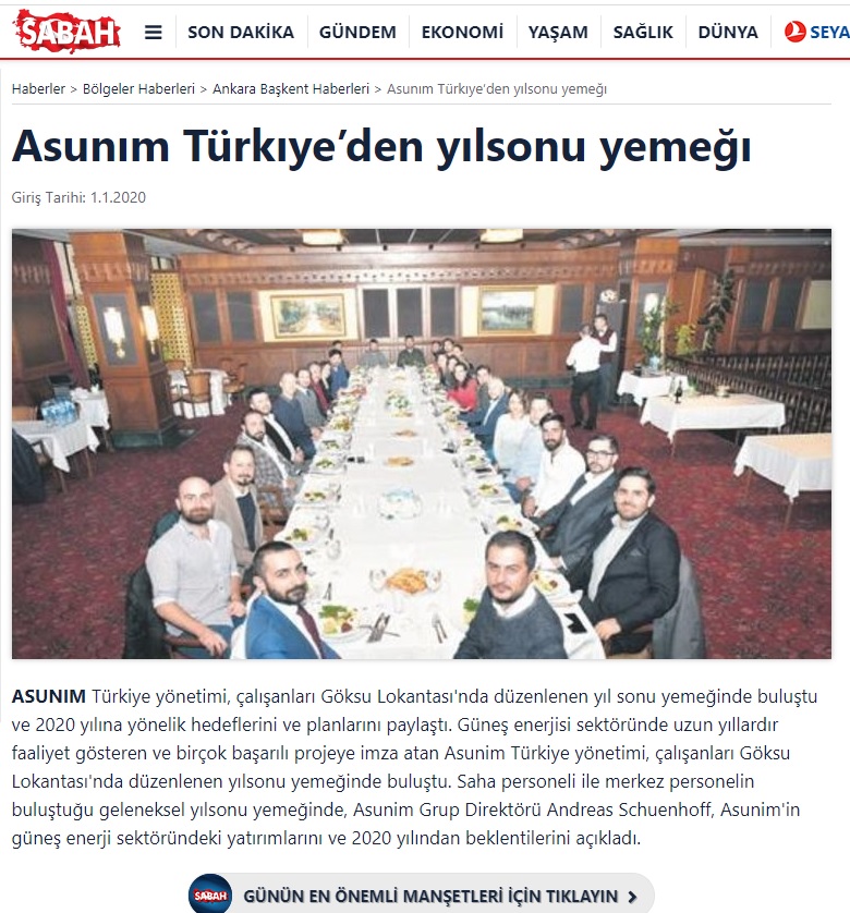 Asunim Türkiye'den Yılsonu Yemeği